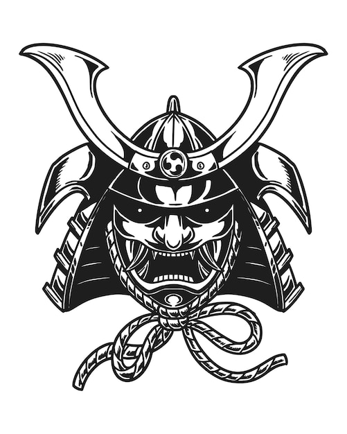 Vector vintage Illustration of samurai helmet