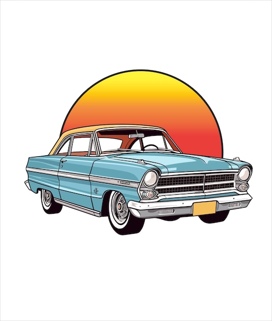 Vector vector vintage klassieke auto illustratie op witte achtergrond vintage classic car illustratie