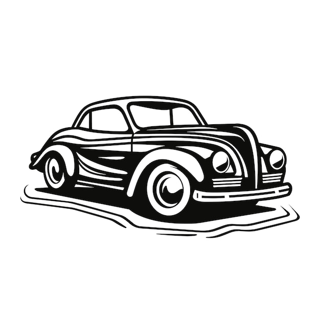 Vector vintage lowrider auto retro old car illustration icon