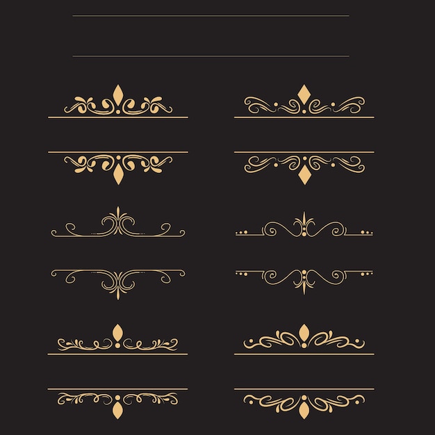 Vector vintage ornament set of calligraphic design elements page decoration Premium Quality