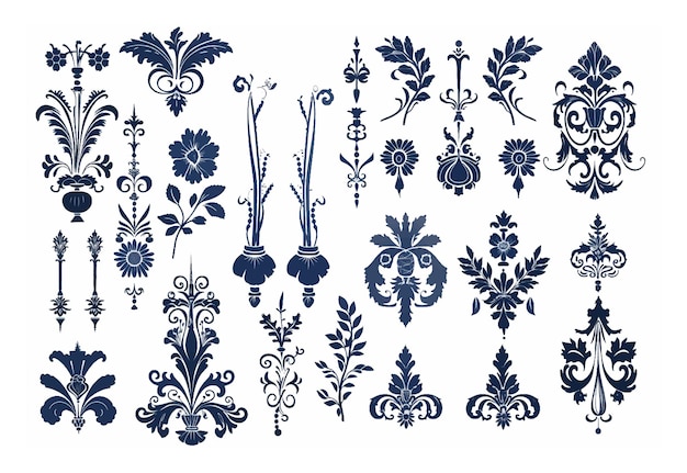 Vector vintage page decor with crowns arrows and floral elements