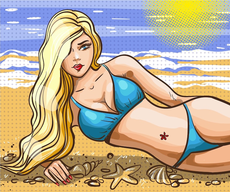 Vector vector vintage pop art summer beach holiday illustration