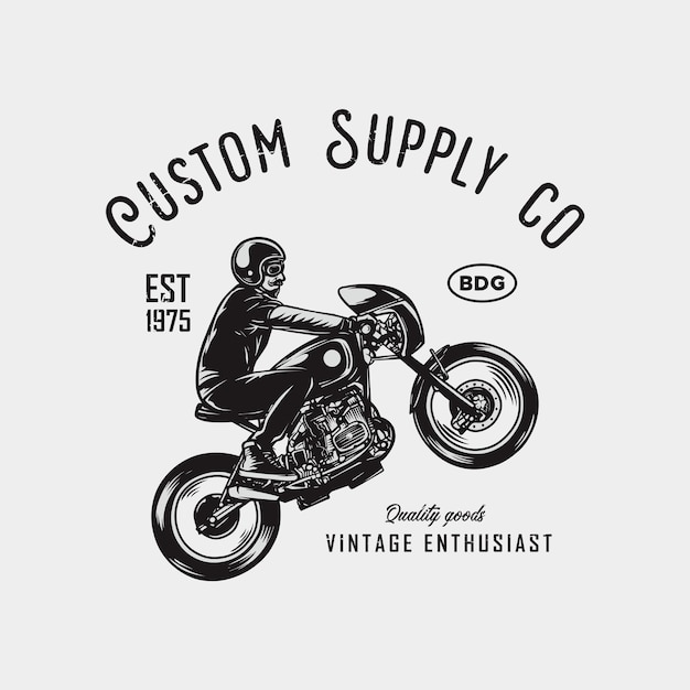 Vettore disegno del logo della motocicletta da corsa vintage vettoriale