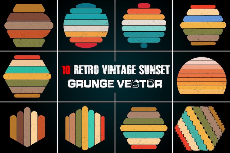 Вектор векторная винтажная ретро-фональная коллекция nostalgic retro sunset dreams background