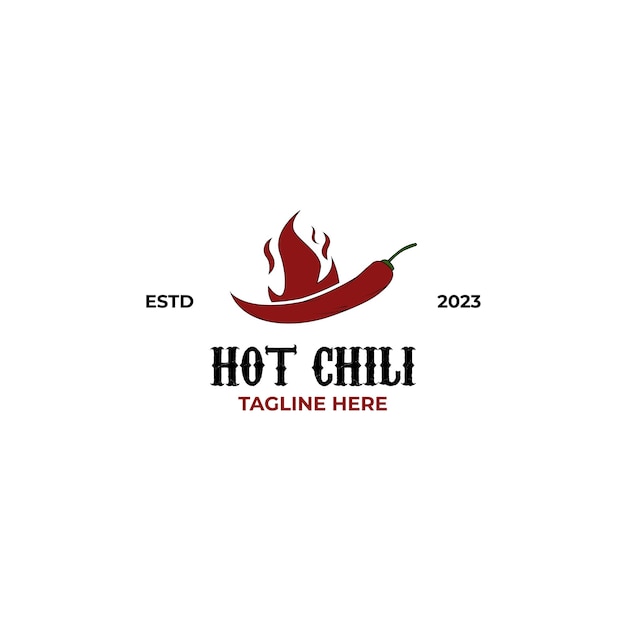 Vector vintage retro hete pittige restaurant logo ontwerp met rook, vuur en chili icoon