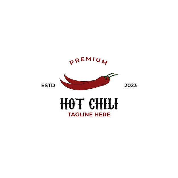 Vector vintage retro hot spicy restaurant logo design with smoke fire and chili icon