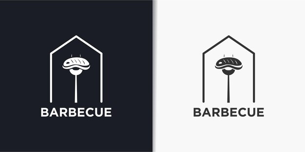 Vector vintage retro rustic BBQ grill barbecue barbecue logo