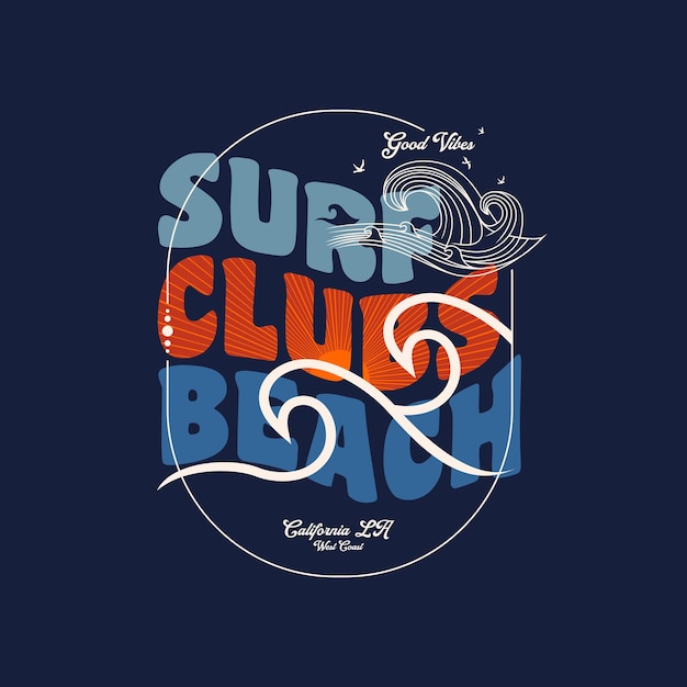 vector vintage surf clubillustration vector