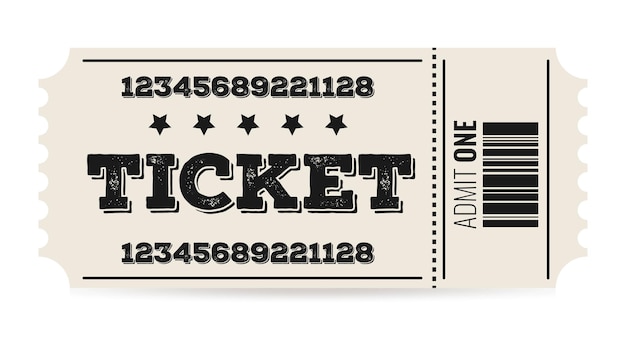 Векторный винтажный билет. Значок билета для веб-сайта.