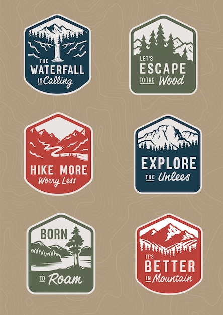 Vector vector vintage travel patch set