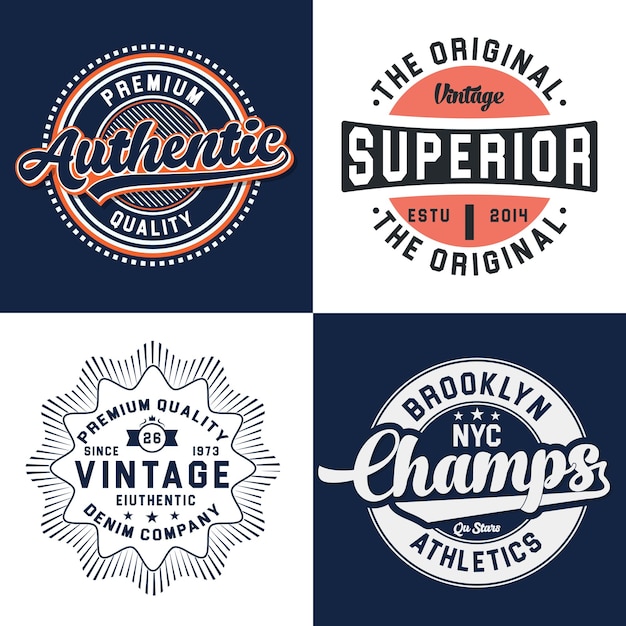 Vector vintage typography text tshirt design set