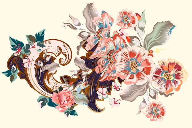 ベクトル ベクトルヴィクトリア時代の花の装飾品