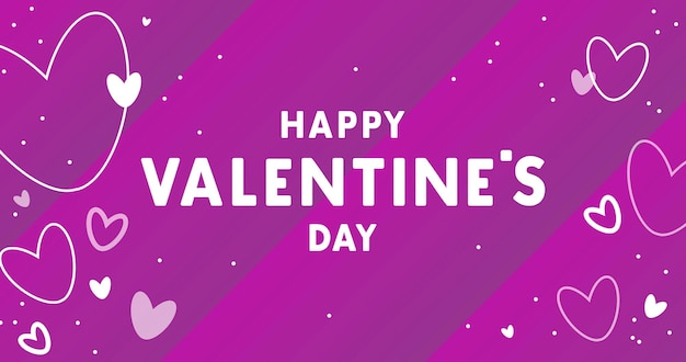 Vector violet background with heart and text by Valentine day Lettering in flat design