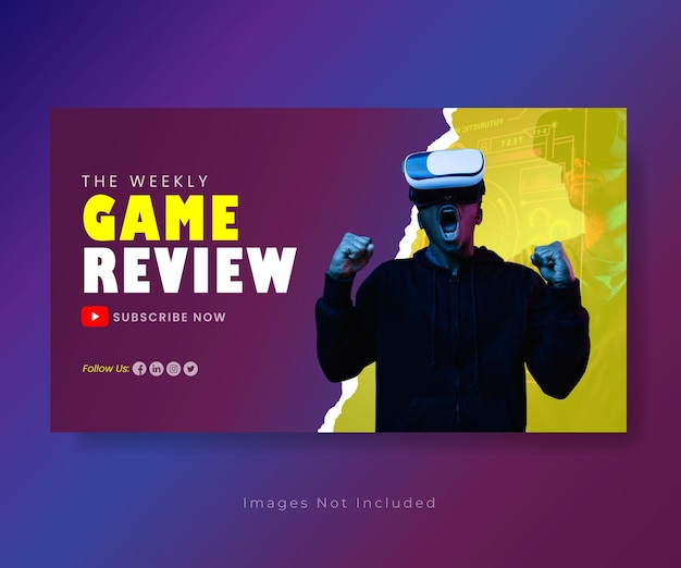 Vector vector virtual game review youtube thumbnail and web banner template