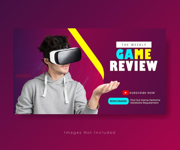 Vector vector virtual game review youtube thumbnail and web banner template