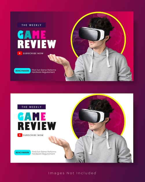 ベクトル仮想ゲーム レビュー youtube サムネイルと web バナー テンプレート