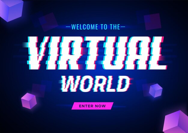 Vector virtual reality text effect flyer template