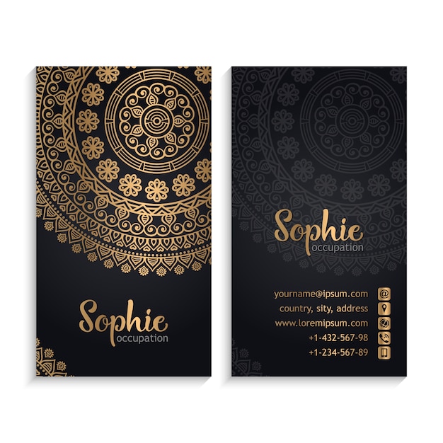 Vector visitekaartjes vintage decoratieve elementen met mandala