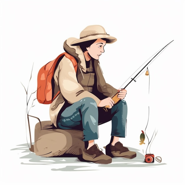 vector visserij visser vis water boot vangst illustratie hobby vrije tijd geïsoleerde visser