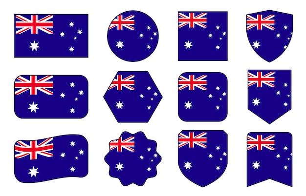 Vector vlag van Australië in moderne abstracte vormen zwaaiende badge ontwerp sjabloon