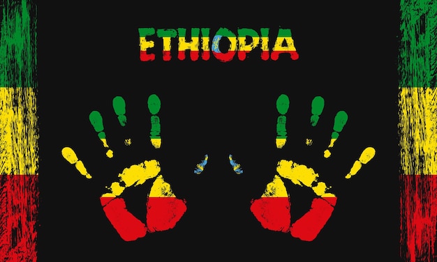 Vector vlag van Ethiopië met een palm