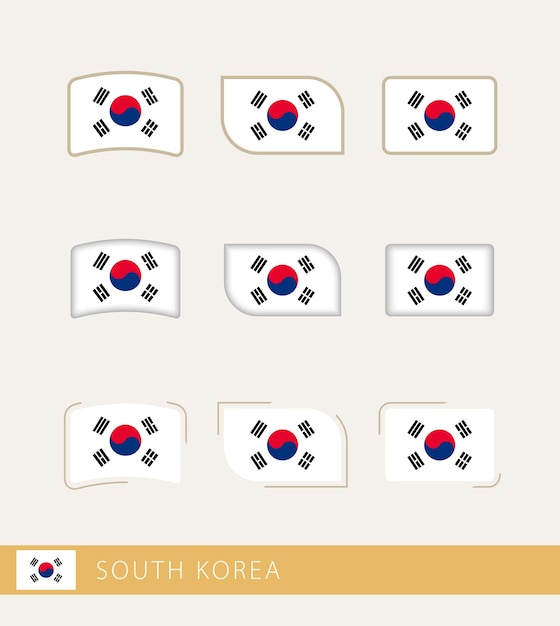 Vector vlaggen van Zuid-Korea verzameling vlaggen van Zuid-Korea