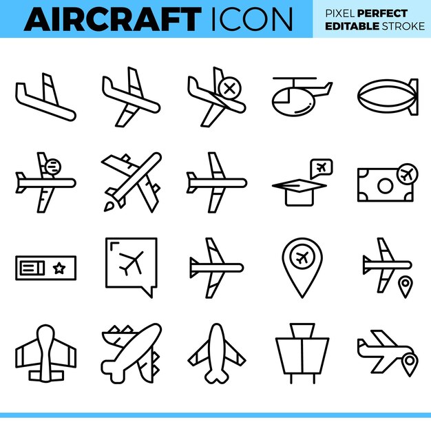 Vector vector vliegtuigen iconen set