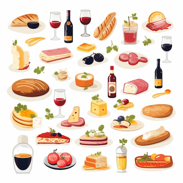 vector voedsel illustratie restaurant menu set hamburger franse snack vlees maaltijd pictogram pizza h
