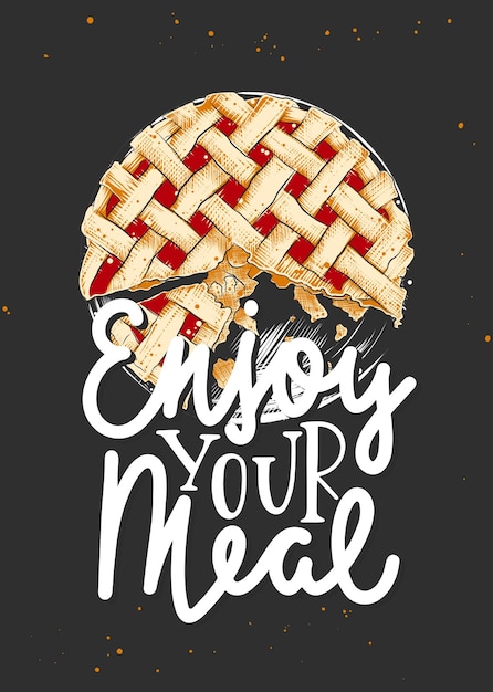 Vector voedsel inspirerende en reclameslogan typografie poster Geniet van uw maaltijd
