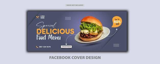 Vector vector voedsel menu en restaurant facebook voorbladsjabloon