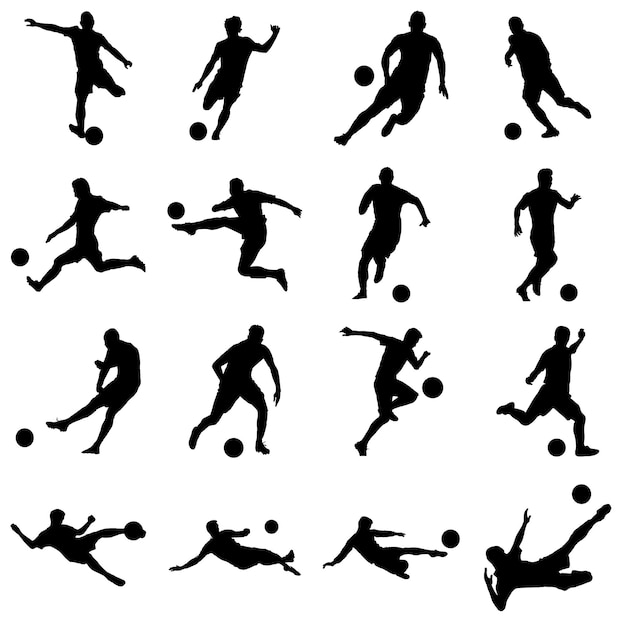 Vector voetbal voetballers silhouetten