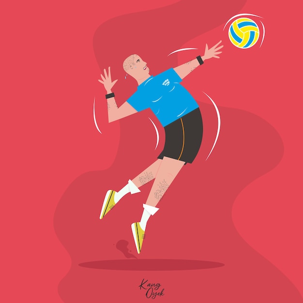 Vector vector volleybal spelen sport en lichamelijke activiteit icoon