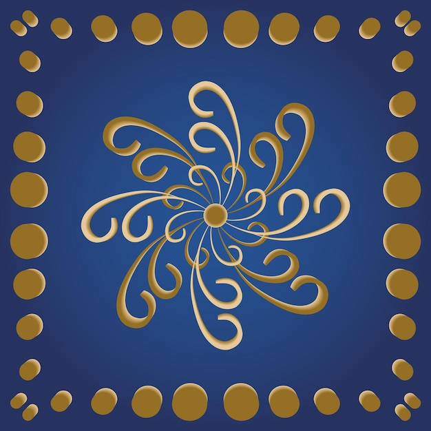 Vector volumetric pattern of scrolls and circles on blue background for tile