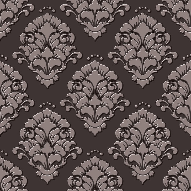 Vector volumetrische damast naadloze patroon achtergrond elegante luxe reliëf textuur voor wallpapers achtergronden en pagina vullen 3d-elementen met schaduwen en highlights