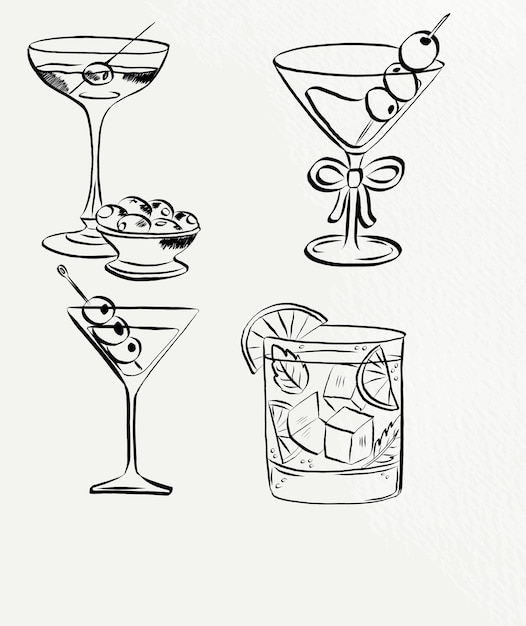 Vector voor het tekenen van cocktails met de hand