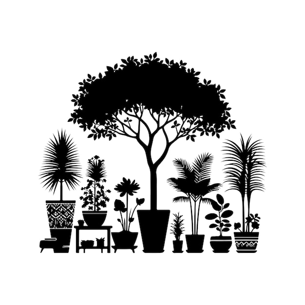 vector voor silhouetten van binnenplanten of binnenbomen