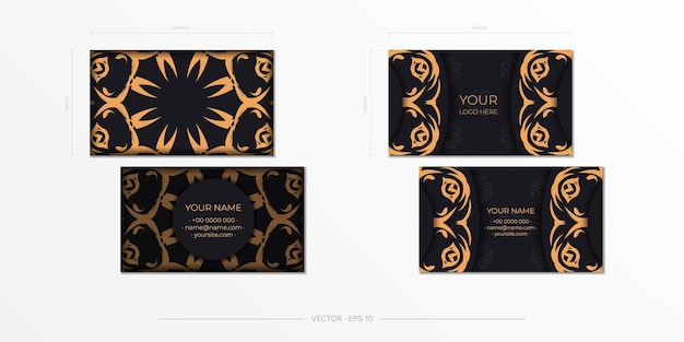 Vector voorbereiding van visitekaartjes in donkere kleur met abstract ornament sjabloon voor afdrukontwerp visitekaartje met monogrampatronen