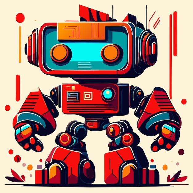 Vector voyage little robot graphics embarking on design journeys