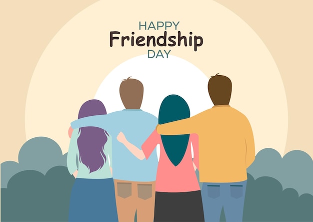 Vector Vrienden knuffelen samen voor de achtergrond van de vriendschapsdag