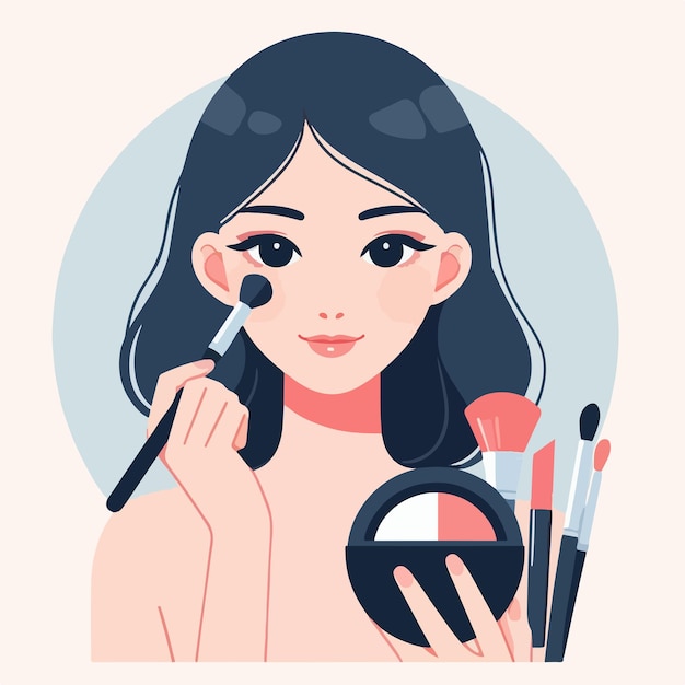 Vector vrouw die make-up maakt