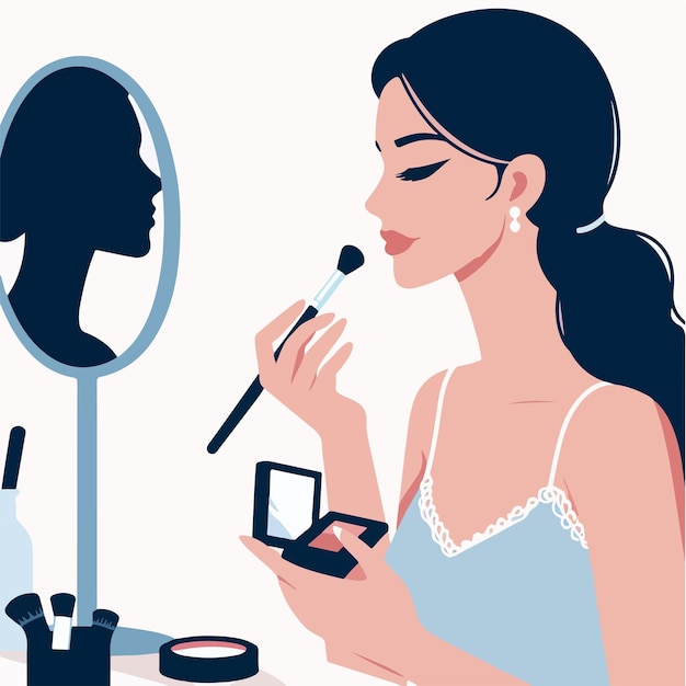 Vector vrouw die make-up maakt