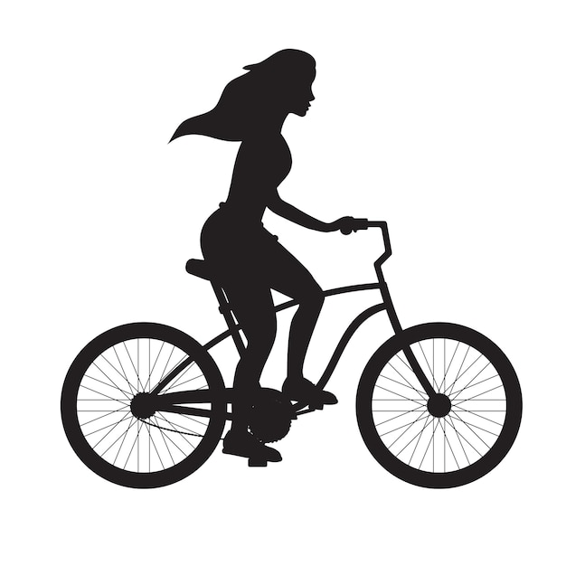 Vector vrouw silhouet op een fiets