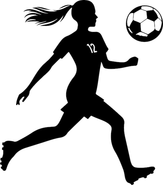 Vector vector vrouwelijke voetballer vector silhouet