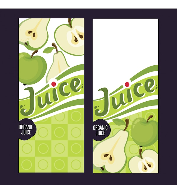 Vector vruchtensap pack vector set met groene appel, rode appel en peer.