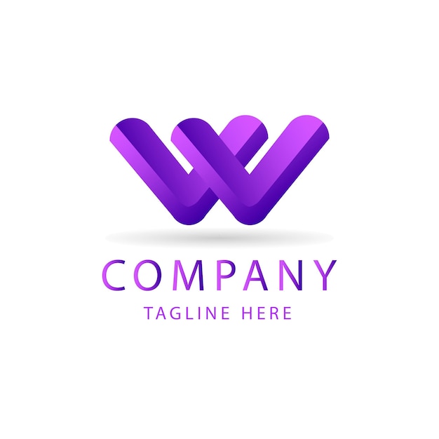 Vector w initial gradient colorful logo design 1