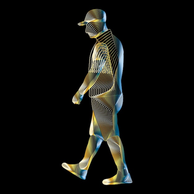 Vector vector walking man thin geometry