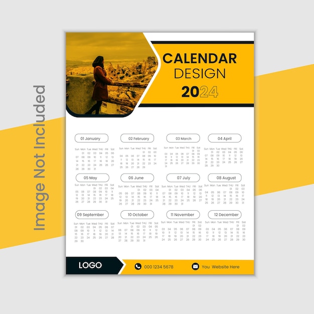 Vector wall calendar 2024 new year design template