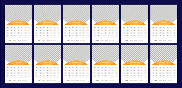 Vector wall calendar template 2024