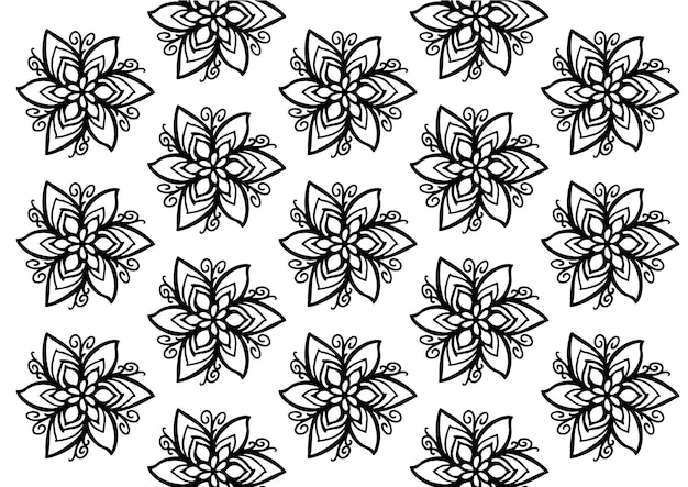 Vector Wallpaper Achtergrond Stof Papier Zwart-wit Grafisch OntwerpPatroon Bloemen en Geometrisch