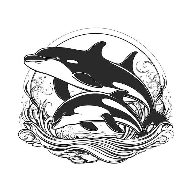 Vector walvis zeedier schets met de hand getekend in doodle stijl illustratie